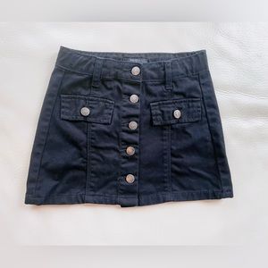 $5 💥Silver Trucker Button-Front Midi Skirt, Classic Black, Faux Flap Pockets